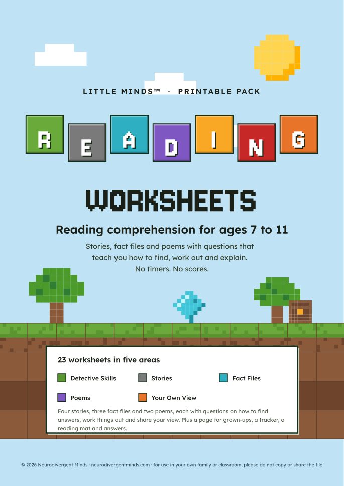 Reading worksheets for ages 7 to 11
